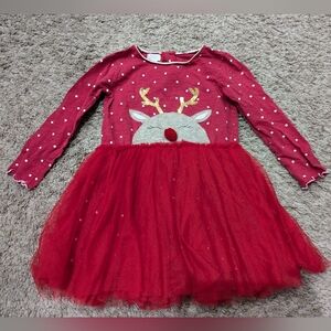4/5 Mudpie Christmas reindeer tulle applique dress
